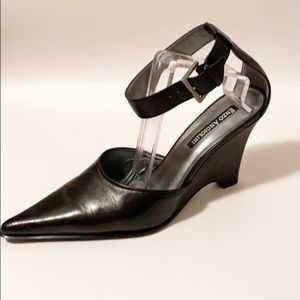 Enzo Angiolini | Black Ankle Strap Wedge Heel 8.5